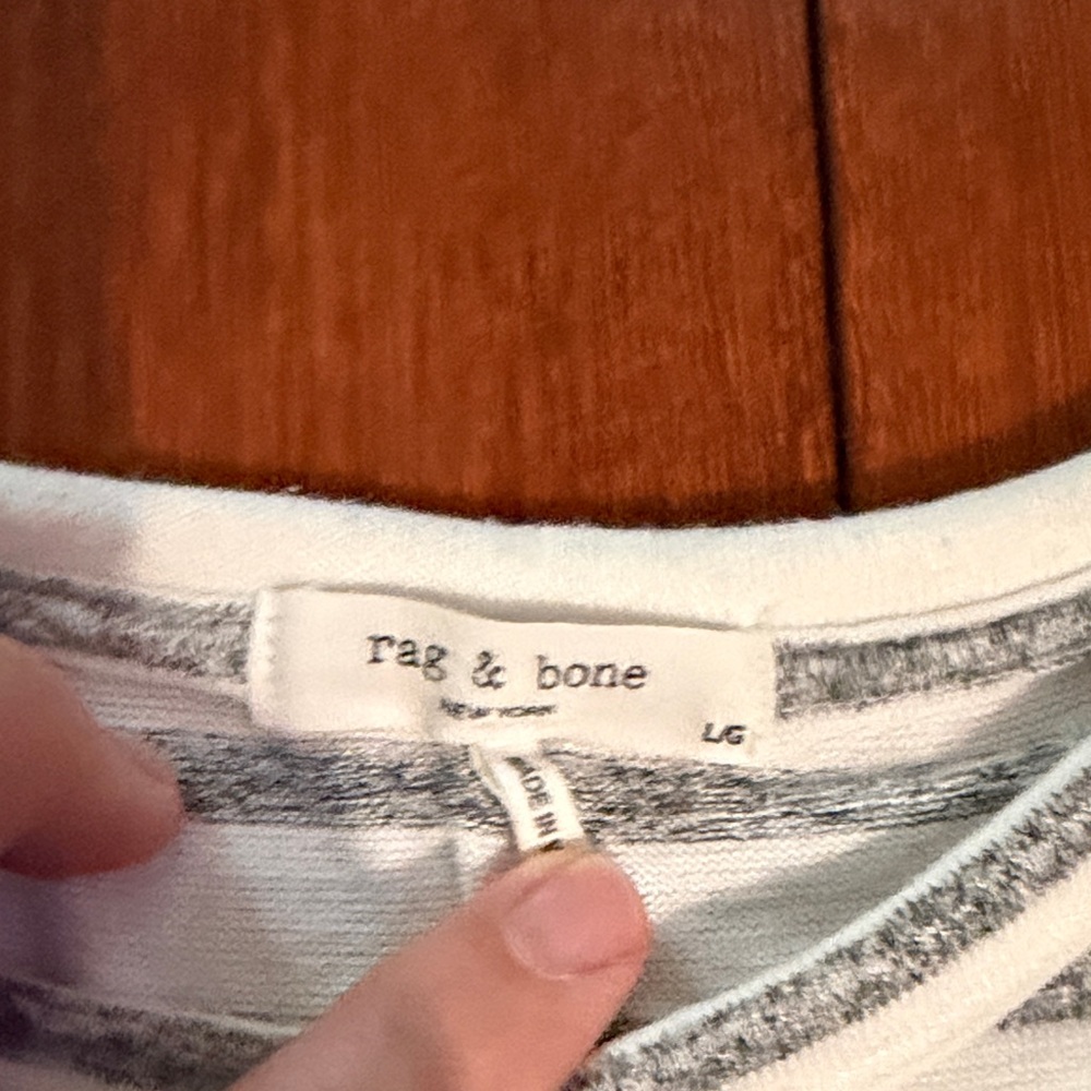 rag & bone White Tee with Light Gray Stripes - Picture 2 of 6